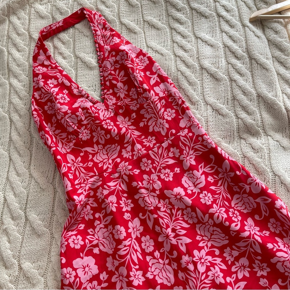 🍓Laundry Silk Floral Printed Halter Neck A-line Midi Dress, Size 4 - Picture 7 of 14